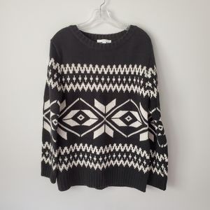 Piperlime Black White Fair Isle Sweater Sz S